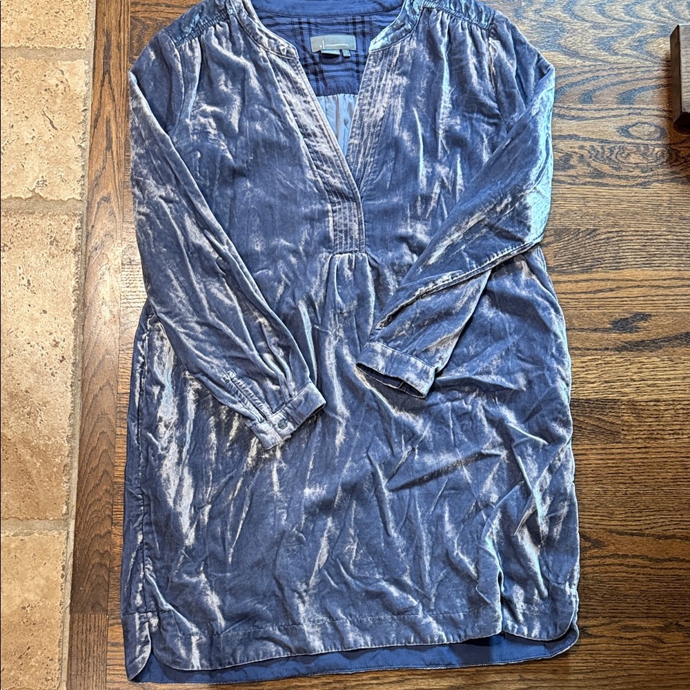Anthropologie Blue Velvet Tunic